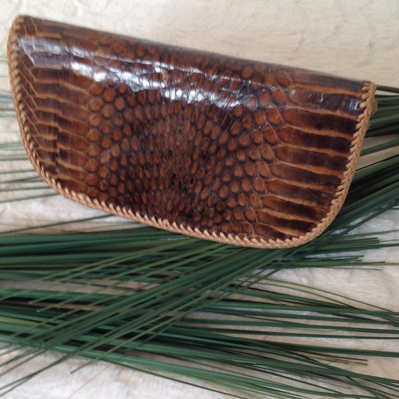 LEATHER Snake Skin Mini Clutch w/ Shoulder Strap - Picture 4 of 8
